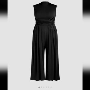 Cider Round Neckline Solid Pleated Jumpsuit 3X NWT